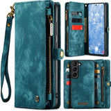 Samsung Galaxy S24+ 5G CaseMe 008 2-In-1 Wallet with Detachable Cover 8 Card Slots + Zip Pocket - Blue - Cover CaseMe