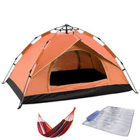 3 Piece 3-4 Person Insta-Build Tent Hammock Tent Mat 210T Waterproofing UV Resistant - Orange - Outdoors NOCO