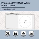 40x40mm Pre-Cut Round Thermal Label Roll White 180 Labels per Roll - Gaming Noco