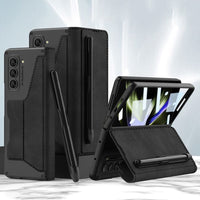 Samsung Galaxy Z Fold 5 5G GKK Leather Armor Cover Removable Pen Holder Card Slots - Black - Cover GKK