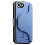 Apple iPhone 16e Twill Fabric Mag Ring RFID Zipper Wallet Phone Case - CaseMe