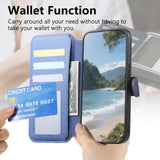 Apple iPhone 16e Twill Fabric Mag Ring RFID Zipper Wallet Phone Case - CaseMe