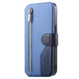 Apple iPhone 16e Twill Fabric Mag Ring RFID Zipper Wallet Phone Case - CaseMe