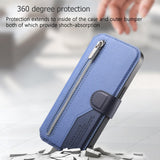 Apple iPhone 16e Twill Fabric Mag Ring RFID Zipper Wallet Phone Case - CaseMe