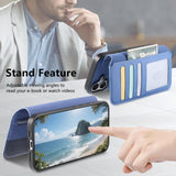 Apple iPhone 16e Twill Fabric Mag Ring RFID Zipper Wallet Phone Case - CaseMe