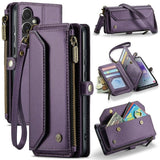 Samsung Galaxy A55 5G CaseMe C36 Wallet Multi-Card Slots Cash Pocket Zipped Wallet - Purple - CaseMe