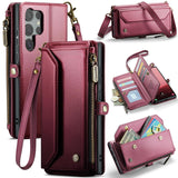 Samsung Galaxy S25 Ultra 5G CaseMe C36 Wallet Multi-Card Slots Cash Pocket Zipped Wallet - Red - CaseMe