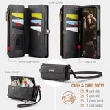 Apple iPhone 16e CaseMe C39 Wallet RFID Protection 9 Card Slots Cash Pocket Zipped Coin Wallet Black CaseMe