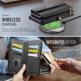 Apple iPhone 16e CaseMe C39 Wallet RFID Protection 9 Card Slots Cash Pocket Zipped Coin Wallet Black CaseMe