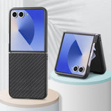 Samsung Galaxy Z Flip 7 PU Leather Rigid Cover Carbon Fiber Texture - Black - Noco