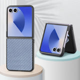 Samsung Galaxy Z Flip 7 PU Leather Rigid Cover Carbon Fiber Texture - Blue - Noco