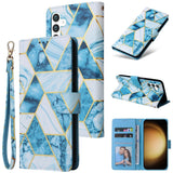 Samsung Galaxy S24 PLUS / S25 PLUS Marble Patterned Flip Wallet Card Slots - Blue - Noco