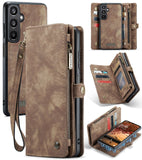 Samsung Galaxy A16 CaseMe 008 2 In 1 Wallet with Detachable Cover 8 Card Slots + Zip Pocket Brown CaseMe