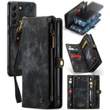 Samsung Galaxy S22 PLUS CaseMe 008 2-In-1 Wallet with Detachable Cover 8 Card Slots + Zip Pocket - Black - CaseMe