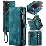 Samsung Galaxy S22 PLUS CaseMe 008 2-In-1 Wallet with Detachable Cover 8 Card Slots + Zip Pocket - Blue - CaseMe