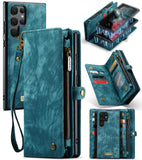 Samsung Galaxy S22 ULTRA CaseMe 008 2-In-1 Wallet with Detachable Cover 8 Card Slots + Zip Pocket - Blue - CaseMe