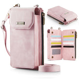 CaseMe ME40 Phone Crossbody Wallet Shoulder and Wrist Strap Card Slots - Pink - CaseMe