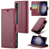 Samsung Galaxy S24 CaseMe 023 Wallet Flip Cover RFID Protection Card Holder - Red - Cover Noco