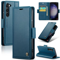 Samsung Galaxy S24 CaseMe 023 Wallet Flip Cover RFID Protection Card Holder - Blue - Cover Noco