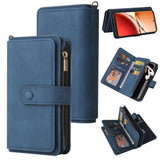 Oppo Reno12 F 4G / Reno12 F 5G Multi-Function 15 Card Slot Wallet Flip Cover Zip Pocket - Blue - Noco