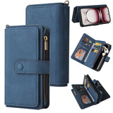 Oppo Reno12 Multi-Function 15 Card Slot Wallet Flip Cover Zip Pocket - Blue - Noco
