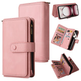 Oppo Reno12 Pro Multi-Function 15 Card Slot Wallet Flip Cover Zip Pocket - Pink - Noco