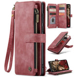 Samsung Galaxy S23 FE CaseMe C30 Multifunction Wallet Zip Pocket 7 Card Slots - Red - Cover CaseMe