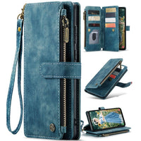 Samsung Galaxy S23 FE CaseMe C30 Multifunction Wallet Zip Pocket 7 Card Slots - Blue - Cover CaseMe
