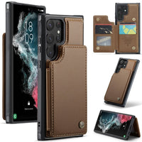 Samsung Galaxy S22 Ultra CaseMe C22 PU Leather Card Wallet Cover - Brown - CaseMe