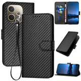 Oppo A5 PRO 5G Carbon Fibre Texture Wallet Flip Cover Card Holder Bank Note Slot Lanyard Black Noco