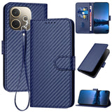 Oppo A5 PRO 5G Carbon Fibre Texture Wallet Flip Cover Card Holder Bank Note Slot Lanyard Blue Noco