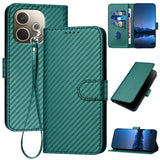 Oppo A5 PRO 5G Carbon Fibre Texture Wallet Flip Cover Card Holder Bank Note Slot Lanyard Green Noco