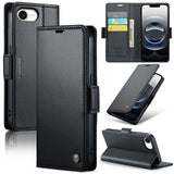 Apple iPhone 16e CaseMe 023 Wallet Flip Cover RFID Protection Card Holder - Black - CaseMe