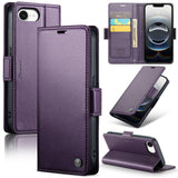 Apple iPhone 16e CaseMe 023 Wallet Flip Cover RFID Protection Card Holder - Purple - CaseMe
