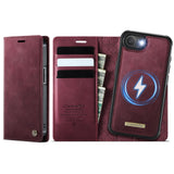 Apple iPhone 16e CaseMe C49 Wallet Flip Cover RFID Protection Card Holder Red Noco