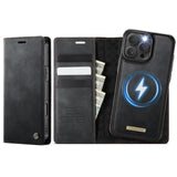 Apple iPhone 16 Pro CaseMe C49 Wallet Flip Cover RFID Protection Card Holder Black Noco
