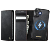 Apple iPhone 16 Plus CaseMe C49 Wallet Flip Cover RFID Protection Card Holder Black Noco