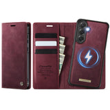 Samsung Galaxy S24 FE CaseMe C49 Wallet Flip Cover RFID Protection Card Holder Red Noco