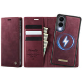 Samsung Galaxy S25 Edge 5G CaseMe C49 Wallet Flip Cover RFID Protection Card Holder Red Noco