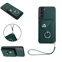 Samsung Galaxy S22 Rear 8 Card Wallet Cover with Ring/Stand - Green Noco