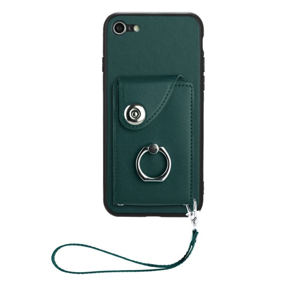 Apple iPhone 7 / 8 / SE Rear Cover with 8 Card Wallet and Ring/Stand - Green - Noco