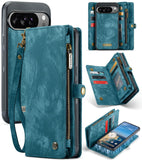 Google Pixel 10 Pro XL CaseMe 008 Wallet with Detachable Cover 8 Card + Zip Pocket - Blue - Noco