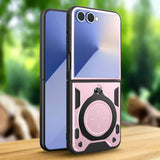 Samsung Galaxy Z Flip 7 Shockproof Rugged Rotating Ring Protective Cover - Silver - Noco