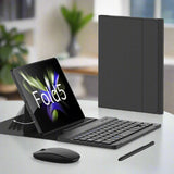 Samsung Galaxy Z Fold 5 GKK Bluetooth Keyboard Case Set – Includes Cover Pen Slot & Wireless Mouse Black Carbon Fiber Texture GKK