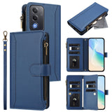 OPPO A5 5G / A3 PRO 5G Zip Wallet 9 card Slot Flip Cover with Magnetic Closing Front Cover Blue Noco