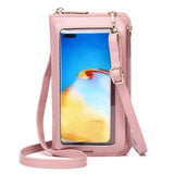 Multi-Function Touch Screen Cross-Body Phone Wallet 8 Card Slots - Pink - CaseMe