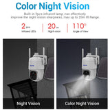 ESCAM G24 WiFi 3MP Solar/Battery Pan/Tilt Outdoor Security Camera 9000mAh Battery - security ESCam