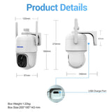ESCAM G24 WiFi 3MP Solar/Battery Pan/Tilt Outdoor Security Camera 9000mAh Battery - security ESCam