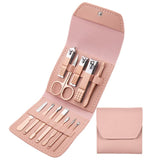 Nail Care Set Stainless Steel 12pc Nail Clippers Folding Case - Pink - Nail Care Noco