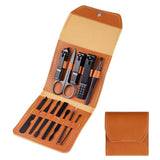 Nail Care Set Stainless Steel 12pc Nail Clippers Folding Case - Brown - Nail Care Noco